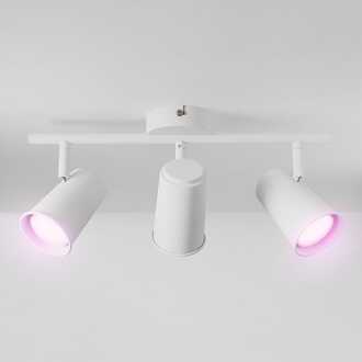 Riga - LED smart plafondlamp - 3 spots - 15 Watt 1200 Lumen - Draaibaar en kantelbaar - GU10 - RGBWW - Wifi + Bluetooth - Google Home, Amazon Alexa en Siri - Wit - Bestuurbaar via App en Stem