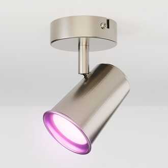 Riga - LED smart plafondlamp - 5 Watt 400 Lumen - Draaibaar en kantelbaar - GU10 - RGBWW - Wifi + Bluetooth - Google Home, Amazon Alexa en Siri - RVS - Bestuurbaar via App en Stem