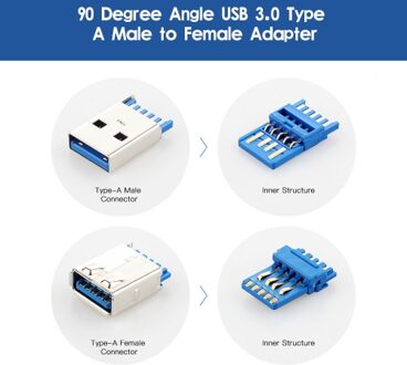 Right Angle USB3.0 AM to AF L Shape Adapter Converter USB 3.0 A Male to A Female 90 Degree Angle Plug Up