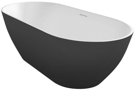 Riho Bilbao Vrijstaand Bad - 170x80cm - solid surface - mat zwart/mat wit B118001Z06 Zwart mat