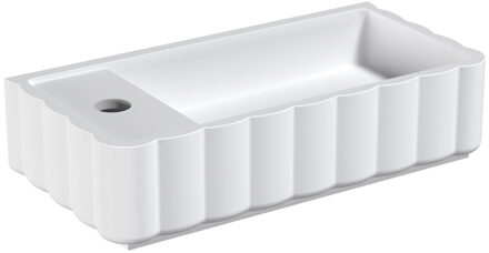 Riho Catching waves Fontein - 44x22cm - 1 kraangat links - solid surface - mat wit W045003105 Wit mat