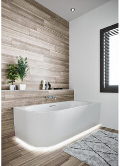 Riho Desire hoekbad - 170x77cm - Hoekopstelling rechts - met LED-plint - met chromen badvuller - acryl wit velvet B157008105 Velvet wit