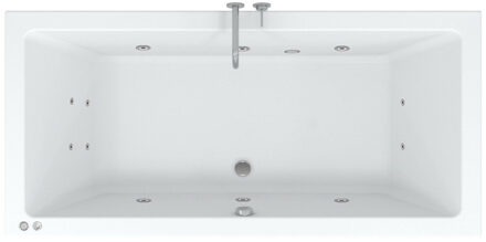 Riho Easypool 3.1 Lusso whirlpoolbad rechts 190x90cm hydro 6+4+2 pneumatische bediening inclusief poten en afvoer wit B037002005 Wit glans