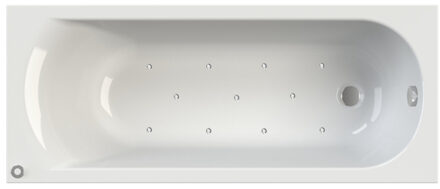 Riho Easypool 3.1 Miami whirlpoolbad - 170x70cm - airo pneumatische bediening rechts - inclusief poten en afvoer - glans wit B060013005 Wit glans