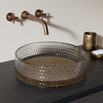 Riho Glamour Waskom - 35.5x35.5x11cm - glas - Gold (goud) W047001311 Gold glass