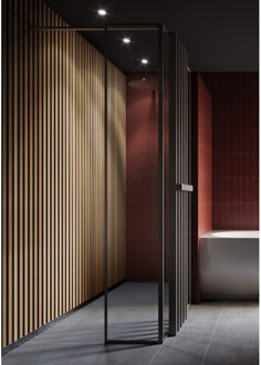 Riho Glaspaneel Riho Define Incl. H-Profiel en Hoekprofiel 40x200 cm Mat Koper