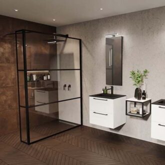 Riho Grid L Douchewand - 200x120x30cm - zwart G004039121