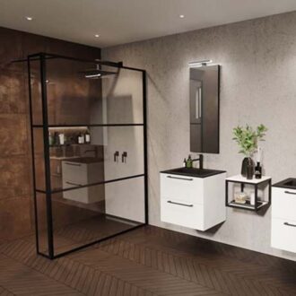 Riho Grid L Douchewand - 200x90x30cm - zwart G004037121