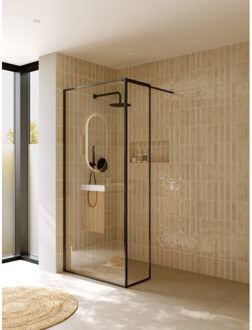 Riho Inloopdouche Riho Define 402 L-Vormig Met Frame Mat Gunmetal 100x200 cm Incl. Stabilisatiestang