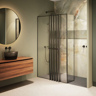 Riho Inloopdouche Riho Define 402 L-Vormig Met Frame Mat Gunmetal 120x200 cm Incl. Stabilisatiestang