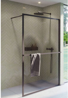 Riho Inloopdouche Riho Lucid GD400 Omkeerbaar Verstelbaar Aluminium 200x100 cm Mat Zwart