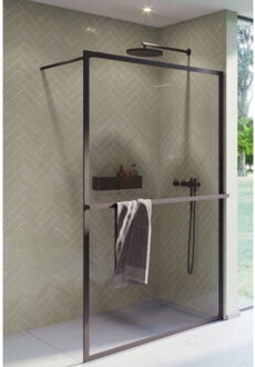 Riho Inloopdouche Riho Lucid GD400 Omkeerbaar Verstelbaar Aluminium 200x140 cm Mat Zwart