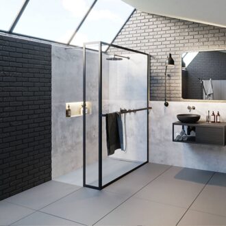 Riho Inloopdouche Riho Lucid GD402 Verstelbaar Aluminium 200x90x30 L cm Mat Zwart Riho