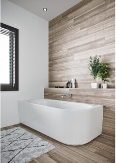 Riho Ligbad Halfvrijstaand Riho Desire Corner Rechts 170x77x60 Acryl Mat Wit met Fall Overloop