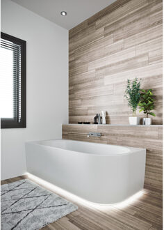 Riho Ligbad Halfvrijstaand Riho Desire Corner Rechts 184x84x60 Acryl Glans Wit met LED Verlichting Incl. Sifon & Pootset