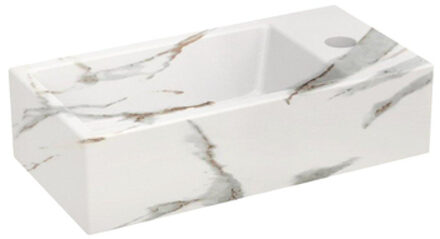 Riho Livit Tiny Fontein - 1 kraangat rechts - 41x20.5x10.5cm - keramiek - marmer wit W031007M00 Wit Marmer mat