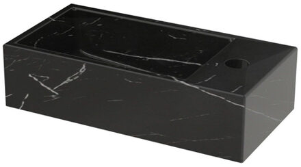 Riho Livit Tiny Fontein - 1 kraangat rechts - 41x20.5x10.5cm - keramiek - marmer zwart W031007M01 Zwart Marmer mat