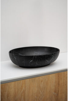 Riho Marmic Oval Waskom 52x39.5x13cm Keramiek Ovaal marmer mat zwart W031004M01 Zwart mat