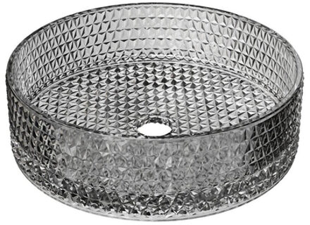 Riho Waskom Riho Glamour Rond 35.5 cm Ruitpatroon Smoke Glass Zwart