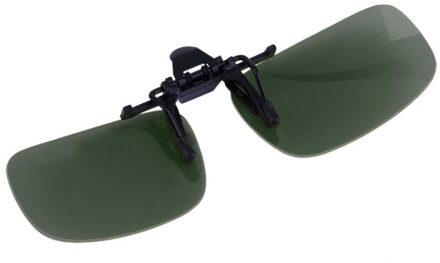 Rijden Night Clip-On Flip-Up Lens Zonnebril Cool Eyewear Clip Op Lens Anti-Uv 400 Unisex Voor Vrouwen & Mannen klein donker groen