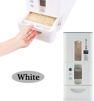 Rijst Opbergdoos Verzegelde Rijst Opbergdoos Granen Bonen Meel Opslag Vat Meetbare Rijst Emmer 6Kg Thuis Supply wit