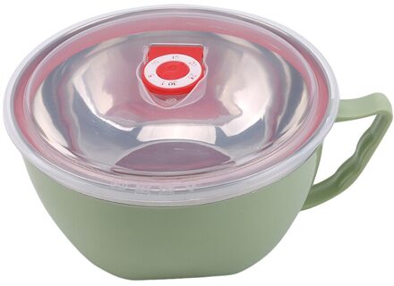 Rijst Soep Kommen Noedelkom Met Deksel Handvat Roestvrij Staal Lekvrije Voedsel Solide Kom Container Huishoudelijke Gebruiksvoorwerp groen