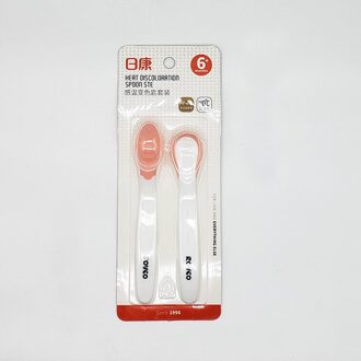 Rikang Baby Bestek Baby Lepel Temperatuurgevoelige Lepel Voor Baby Baby Bestek 2in 1/Set Kinderen Voedsel Babyvoeding gereedschap RK-3719-roze