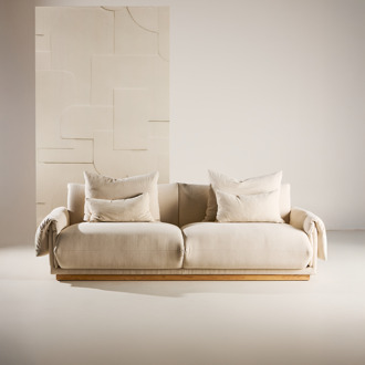 Rikki gestoffeerde 3-zits bank beige - 237 cm