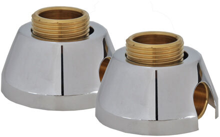 Riko Muurplaatkoppeling 3/4 x 15 mm met Rozetten 2 Stuks Chroom