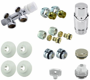 Riko Set Onderblok Compleet Haaks Rechts 16x2.0+15 Knel Chroom