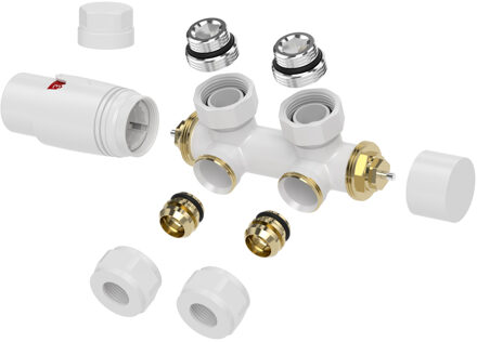 Riko Set Theromstatisch Onderblok Haaks Links/Rechts Glans Wit