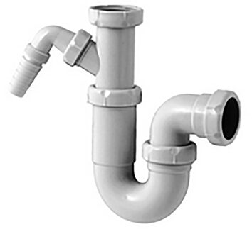 Riko Telescopisch Sifon 1 1/2" x 40mm met Machineaansluiting - Wit