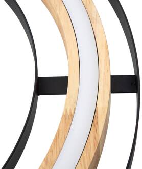 Rilas LED plafondlamp, rond, Ø 56 cm licht hout, zwart