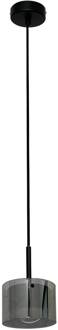 Rilea hanglamp, zwart, rookglas, lens, 4200K zwart, rookgrijs