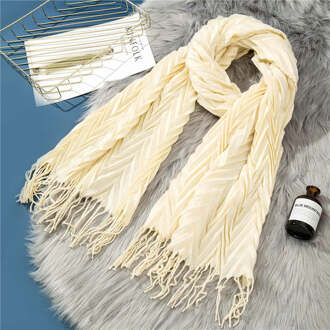 Rimpel Sjaal Vrouwen Mode Kwastje Plaid Sjaals Zachte Rode Kasjmier Sjaals Effen Sjaals Vrouwelijke Foulard Beige