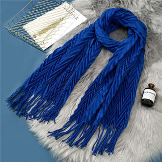 Rimpel Sjaal Vrouwen Mode Kwastje Plaid Sjaals Zachte Rode Kasjmier Sjaals Effen Sjaals Vrouwelijke Foulard Blauw