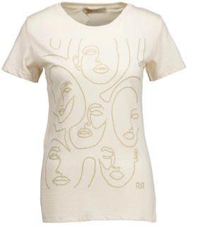 RINASCIMENTO Beige T-shirt met gezichtsprint Rinascimento , Beige , Dames - L,M,S