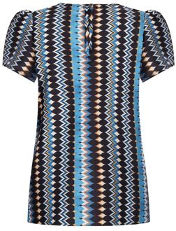 RINASCIMENTO Geometrische Print Mini Jurk Korte Mouwen Blauw