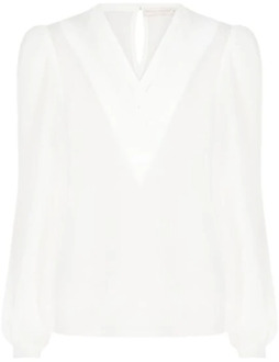 RINASCIMENTO Georgette blouse met V-hals, lange mouwen Rinascimento , White , Dames - L,M,S