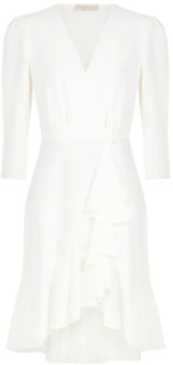 RINASCIMENTO Korte jurk in vloeiende stof met ruches Rinascimento , White , Dames