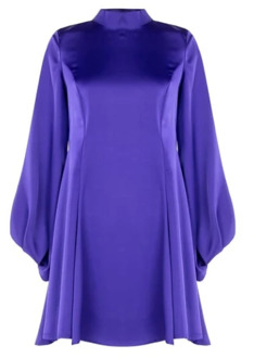 RINASCIMENTO Satijnen jurk met mandarijnkraag Rinascimento , Purple , Dames - XL