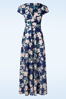 Rinda Floral maxi jurk in marineblauw Blauw/Multicolour