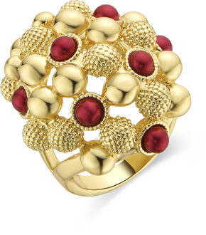 ring afgewerkt in 18k geel goud - Xiglor Rood
