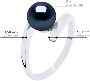 Ring Echte Cultiveerde Zoetwaterparel Rond 7-8 mm Zwart - K