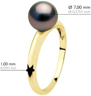 Ring Echte Gekweekte Tahiti Parel Rond 7,5-8 mm - Geel Goud