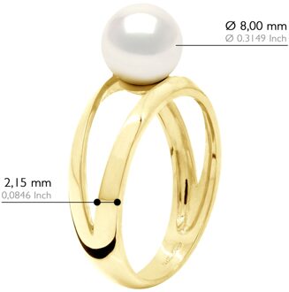 Ring - Geel Goud 375 - Echte Gecultiveerde Zoetwater Parel Rond 8-9 mm