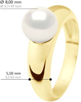 Ring - Geel Goud - Echte Gecultiveerde Zoetwaterparel Rond 8-9 mm - O 1/2