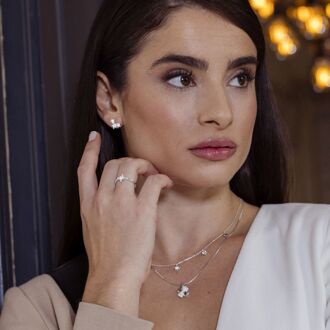 ring met gerhodineerde briljant zirkonia - Kimsel Wit