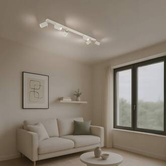 Ring plafondspot, beige, lengte 117 cm, staal, 6-lamps.