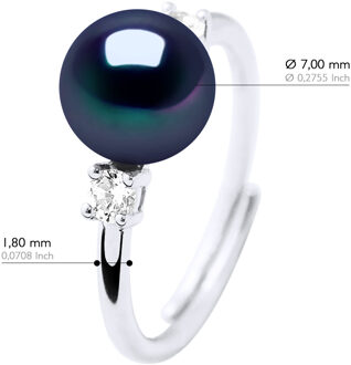 Ring Sieraden - Echte Cultiveerde Zoetwaterparel Rond 7-8 mm Zwart